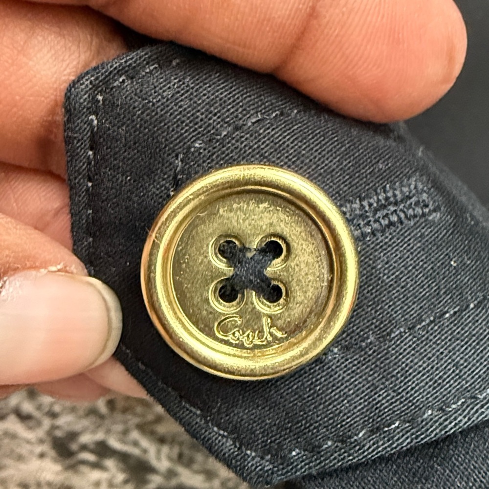 VINTAGE Coach Women's Black Trench Coat sz XL - Picture 6 of 14